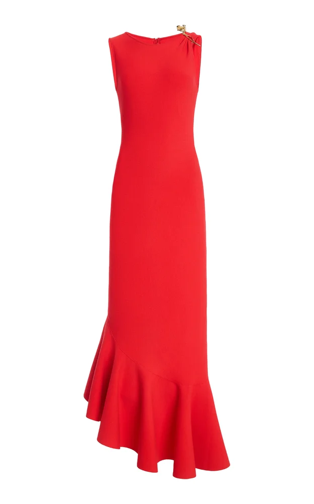 Ruffled Knit Midi Dress