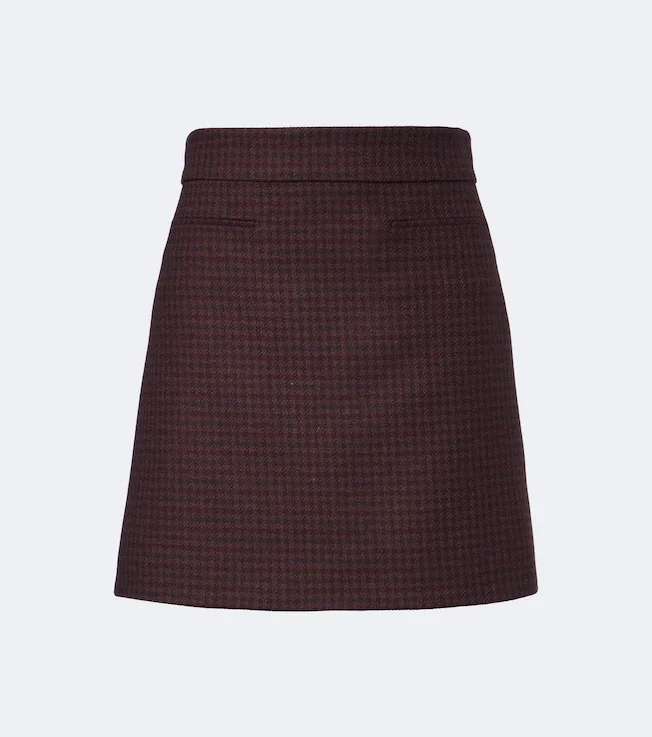Checked wool-blend miniskirt
