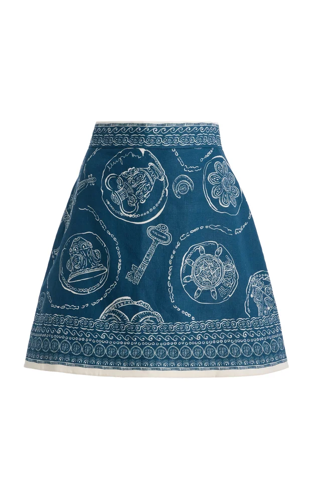 Lucky Printed Linen Mini Skirt