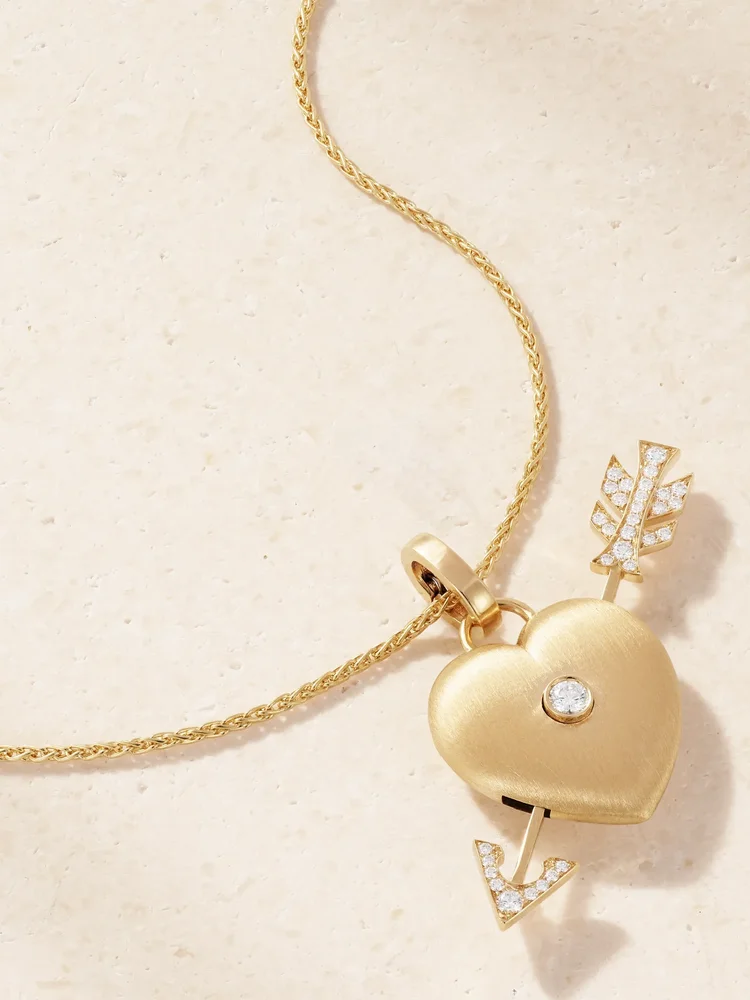 Cœur Percé 18-karat gold and diamond pendant necklace