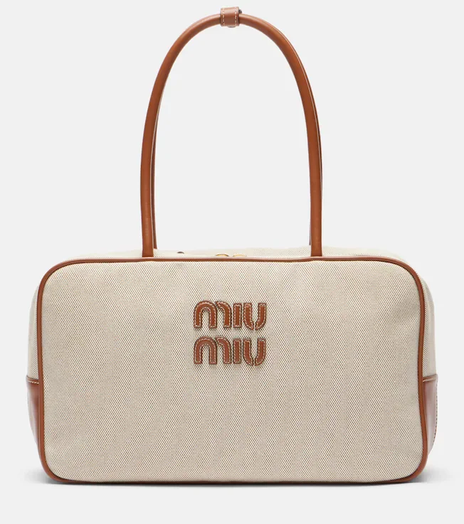 Beau leather-trimmed canvas tote bag