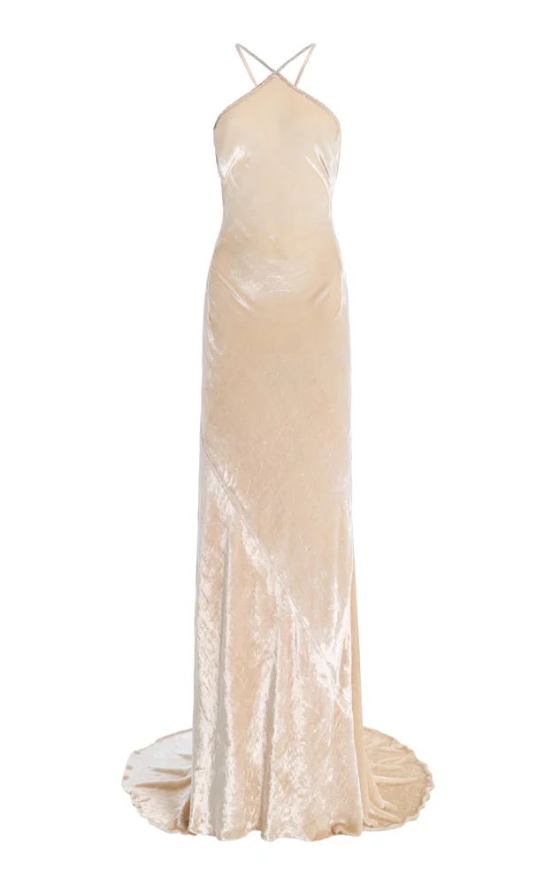 Embroidered Velvet Gown