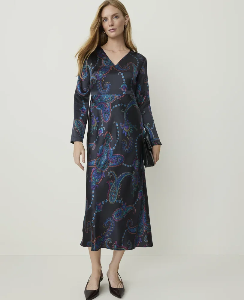 Studio Collection Paisley Midi Dress in Genuine Silk