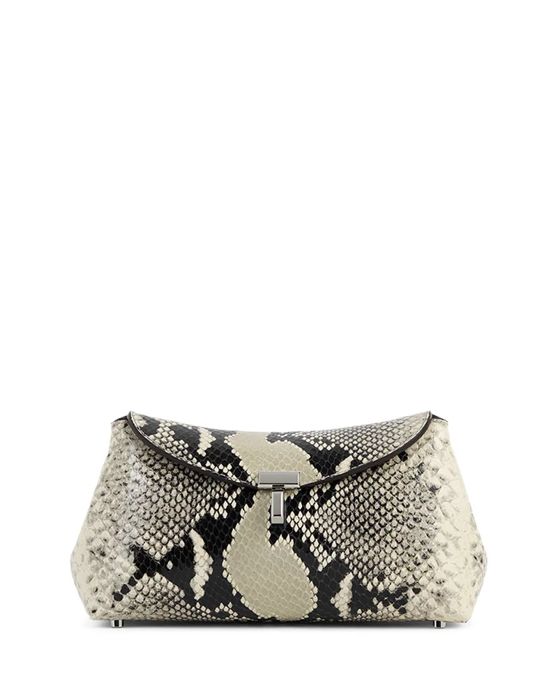 T-Lock Mini Python Embossed Leather Clutch