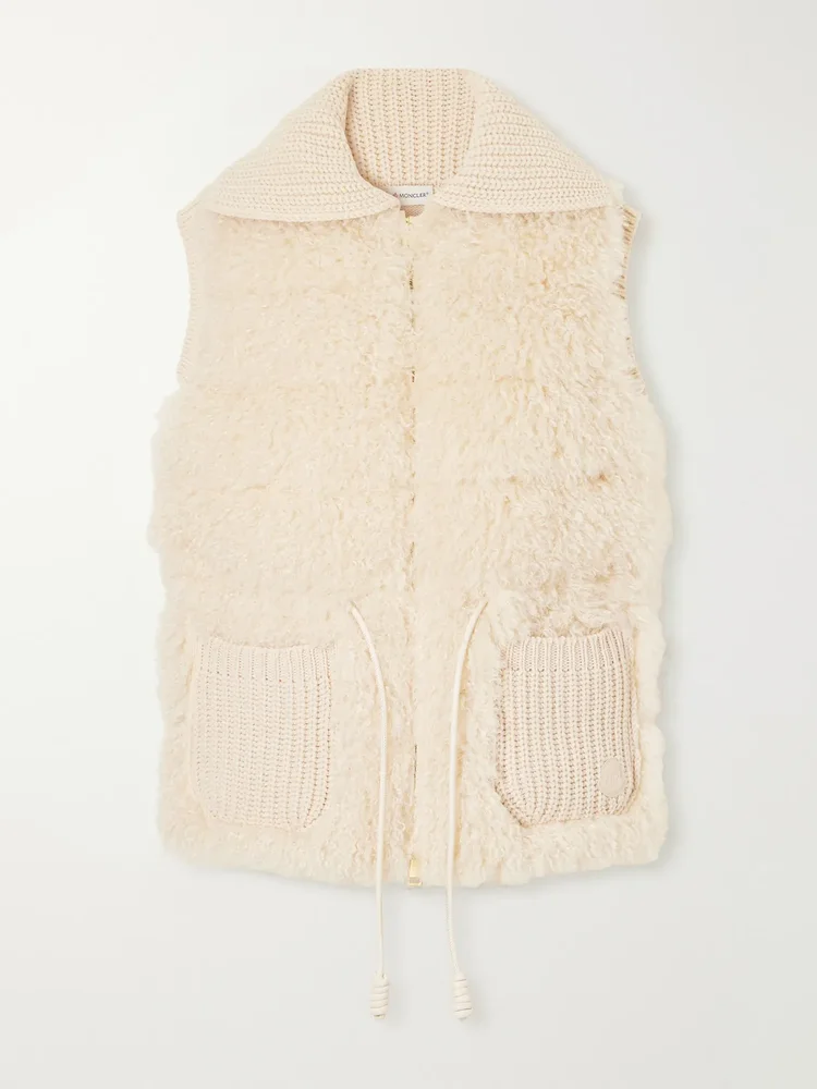 Teddy wool and cashmere-blend plush down vest