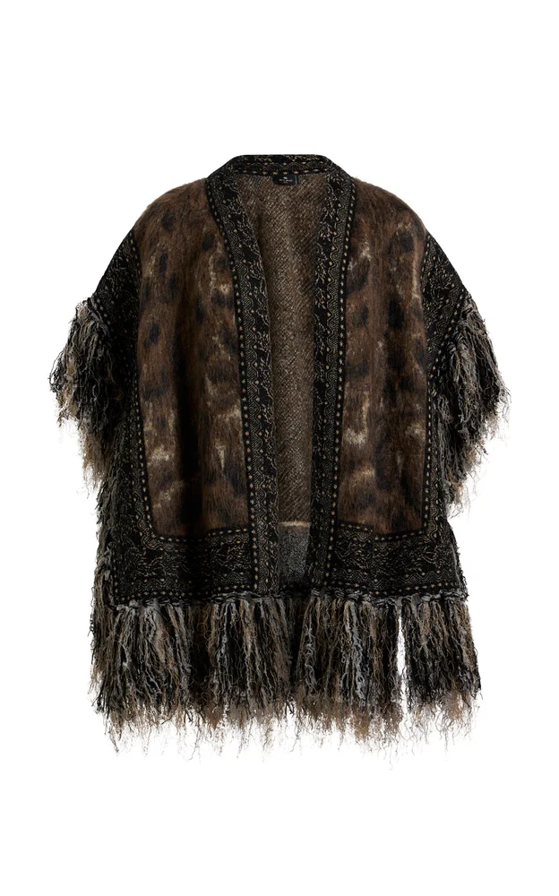 Fringed Knit Cape