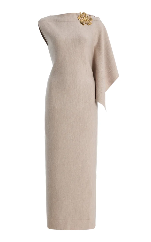 Draped Virgin Wool Midi Dress