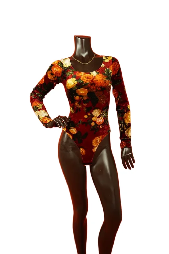 AMAZONE Velvet Floral BodySuit