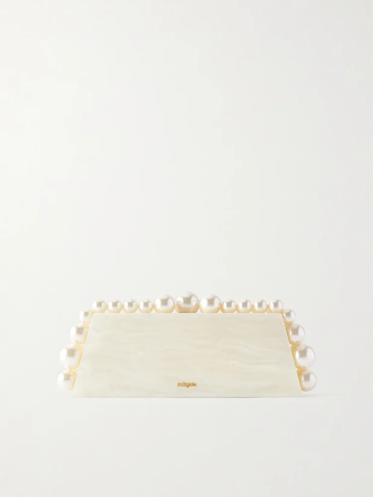 Eos Lungo pearl-effect resin clutch