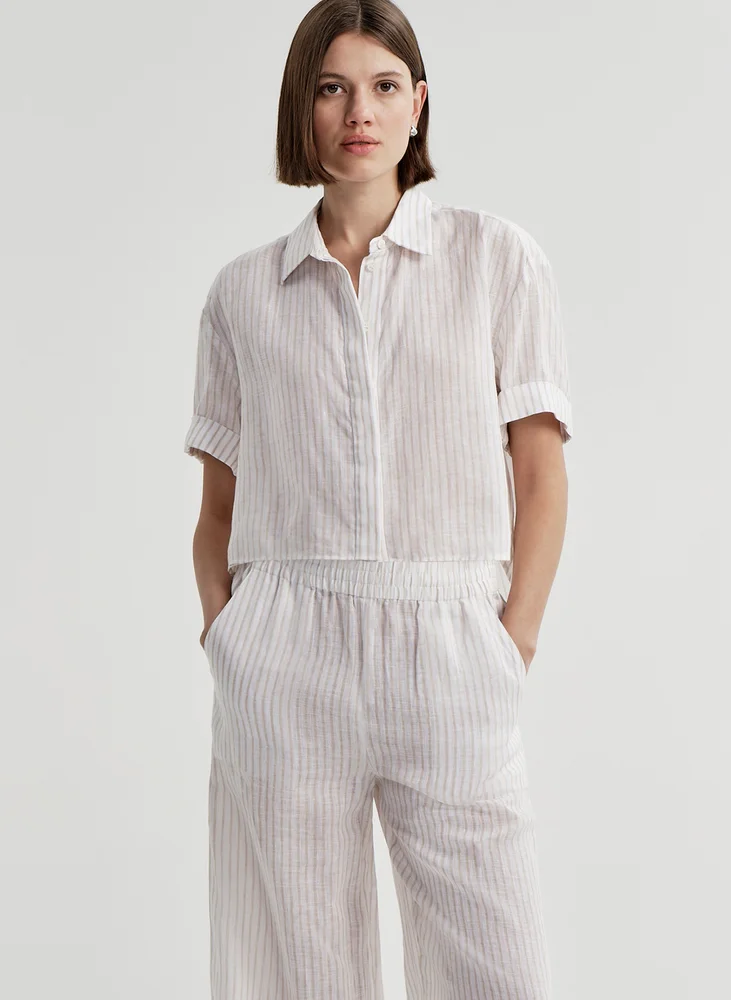 Mel Short Sleeve Linen Striped Shirt