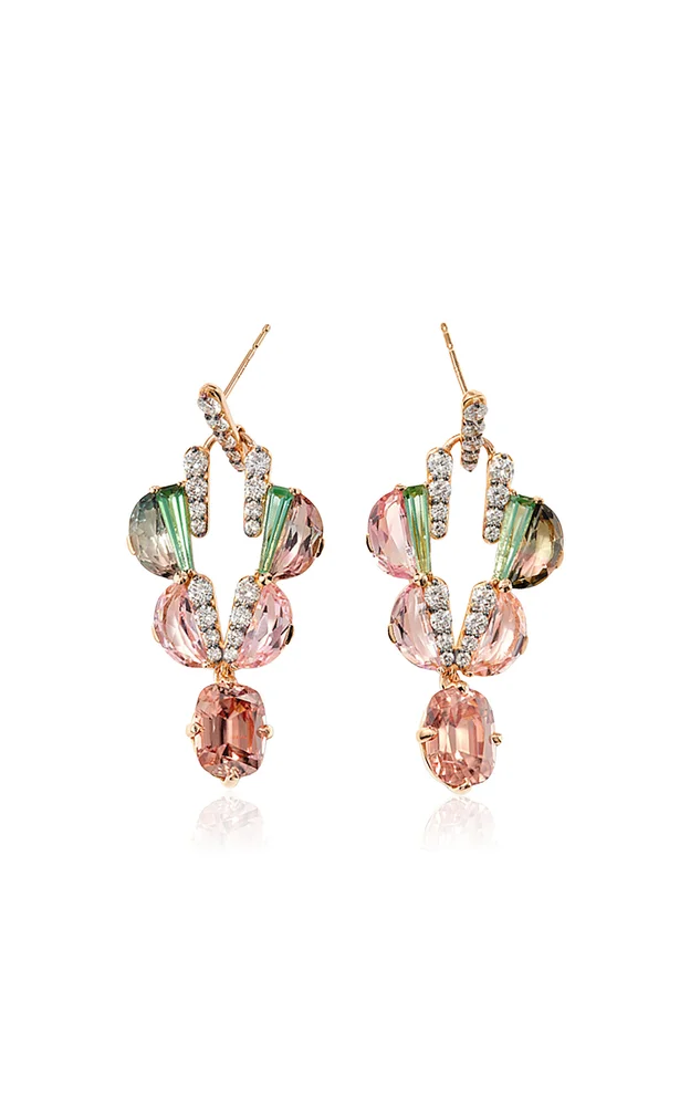 Tuxedo 20K Rose Gold Pink Zircon Earrings