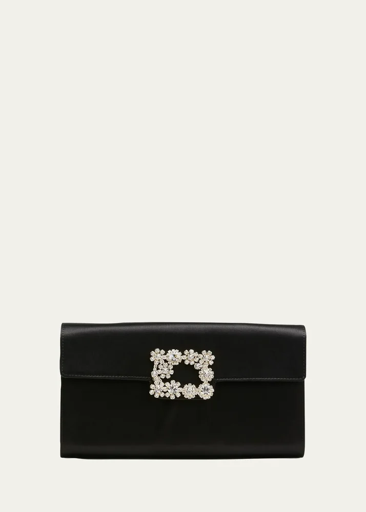 Crystal Buckle Satin Clutch Bag
