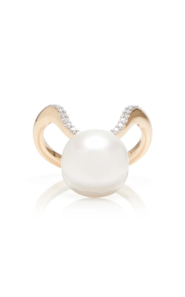 Aura 18K Rose Gold Pearl, Diamond Ring