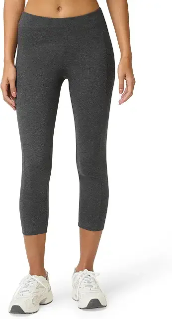 Women's Cotton Capri Leggings with Side Pockets Workout Stretch Pants