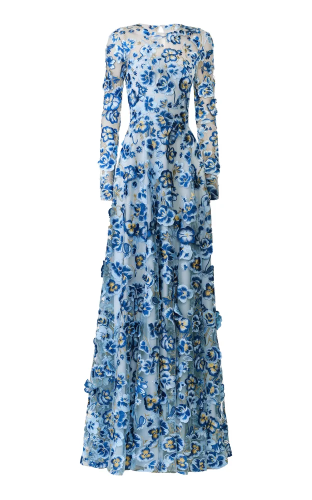 Textured Floral Lace Gown