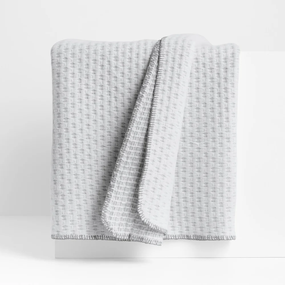Llama Wool and Organic Cotton Blend Textured Throw Blanket