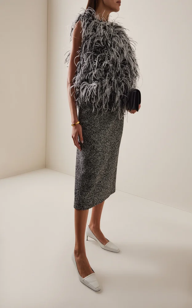 Mid-Rise Cotton-Blend Midi Skirt