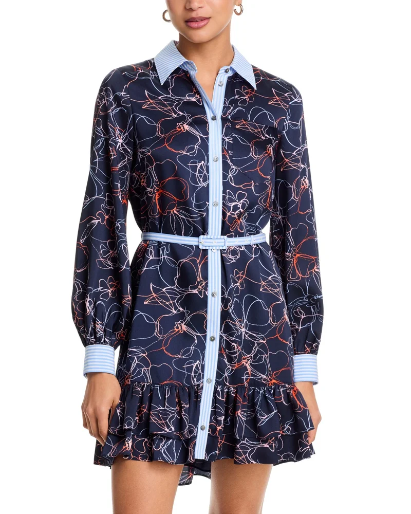 Malva Linework Floral Tirza Dress