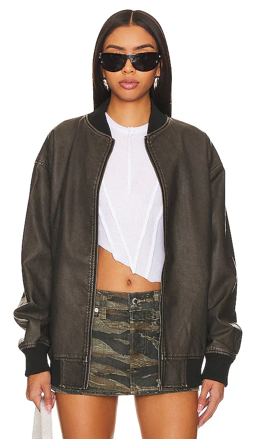 Ariel Faux Leather Bomber superdown