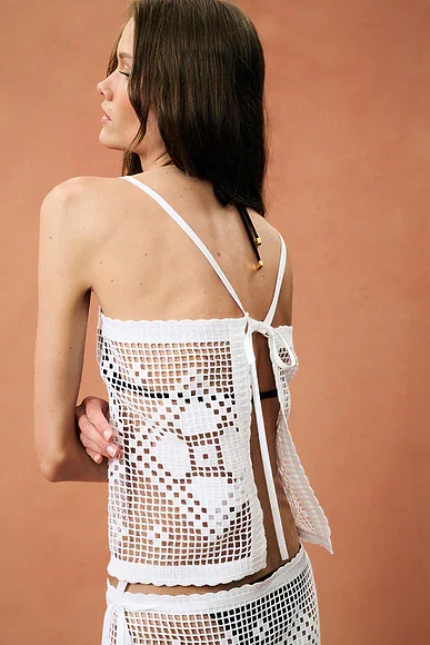 Geometric Crochet Tie Top