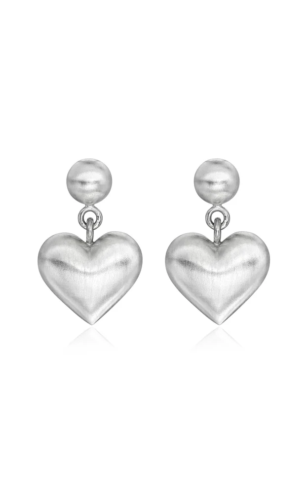 Puffed Heart Sterling Silver Earrings