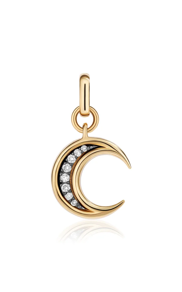 Stable Moon 14K Yellow Gold Diamond Pendant