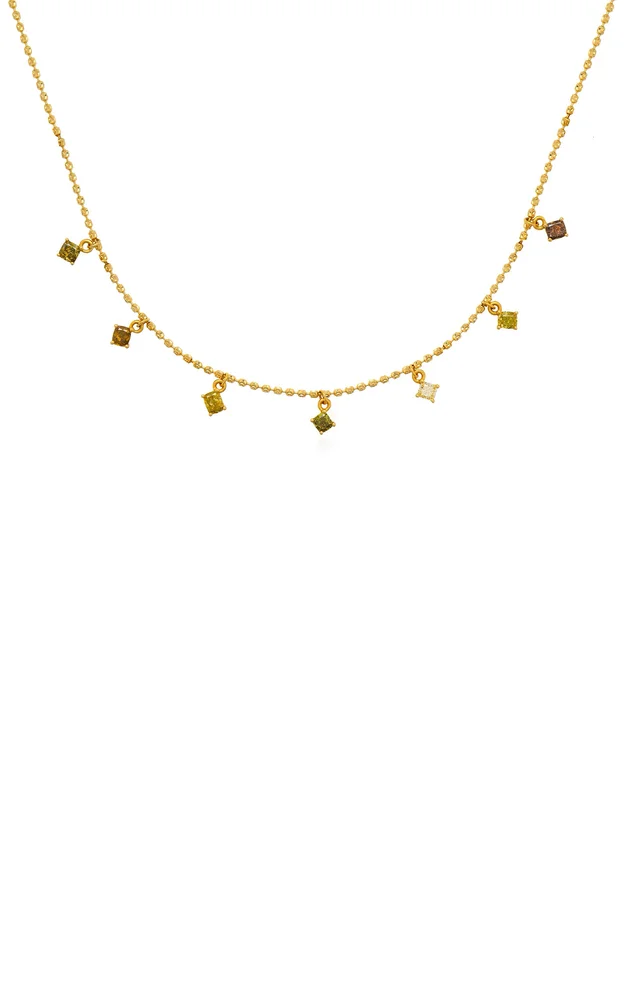 7 Cushion Fancy Color Diamond Drop Necklace