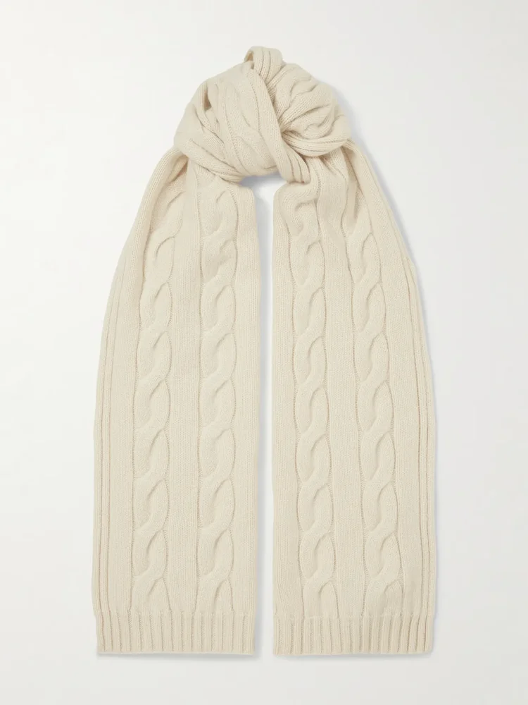 Cable-knit cashmere scarf