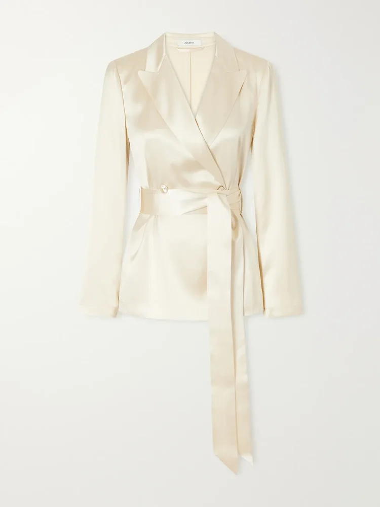Archer belted silk-satin jacket