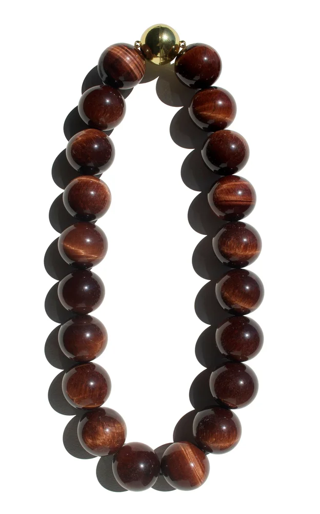 Gold-Plated Vermeil Red Tiger Choker Necklace