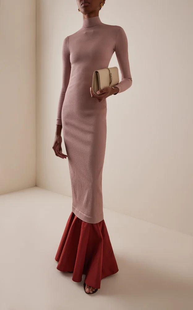 Exclusive Falbala Knit Maxi Dress