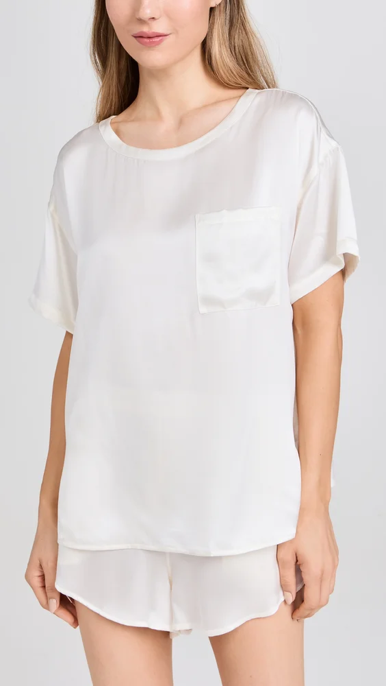 Washable Silk Tee Short Set