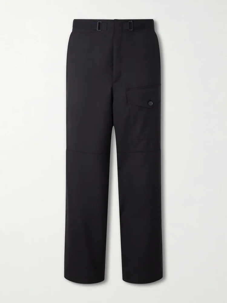 Wide-Leg Wool Herringbone Cargo Trousers