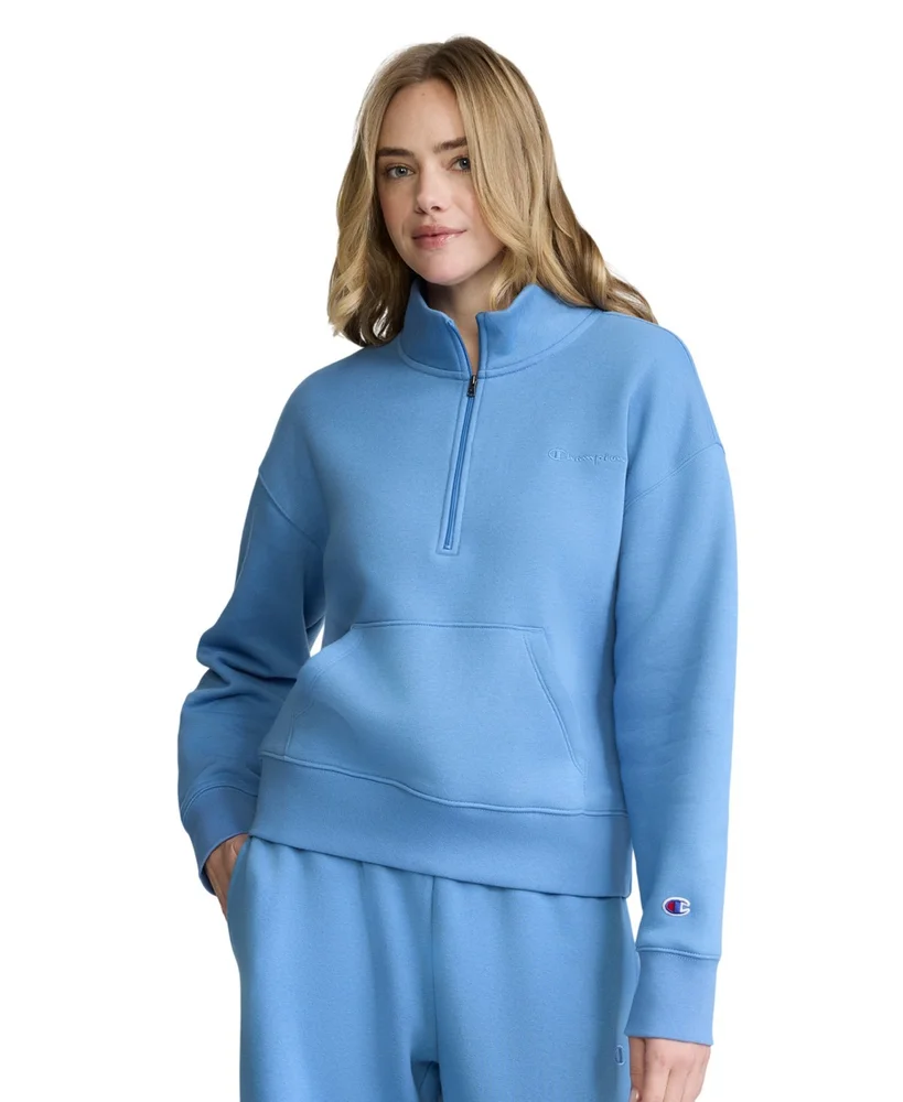 Mock Neck Quarter-Zip Fleece Sweatshirt