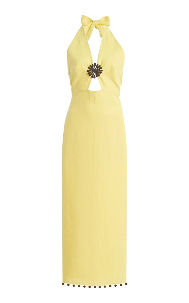 Orly Embellished Linen Maxi Dress