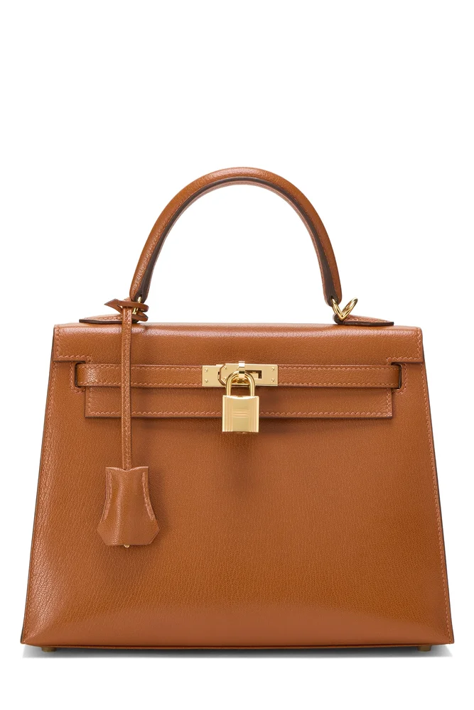 Pre-Owned Kelly Sellier 25 Apricot Chevre Chamkila