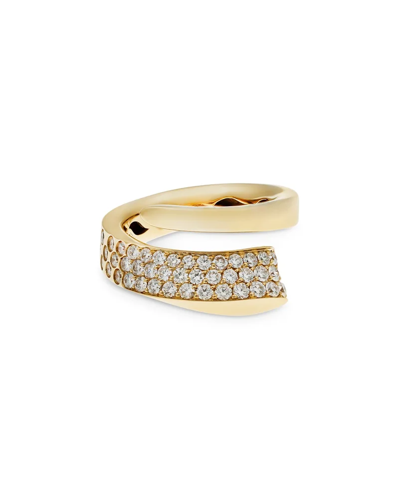 18K Yellow Gold Like Diamond Pavé Bypass Ring