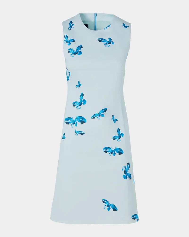 Butterfly-Print Cotton-Silk Sleeveless Mini Dress