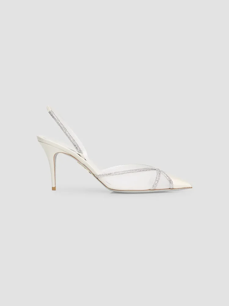 Crystal-Embellished Satin 80MM Slingback Pumps