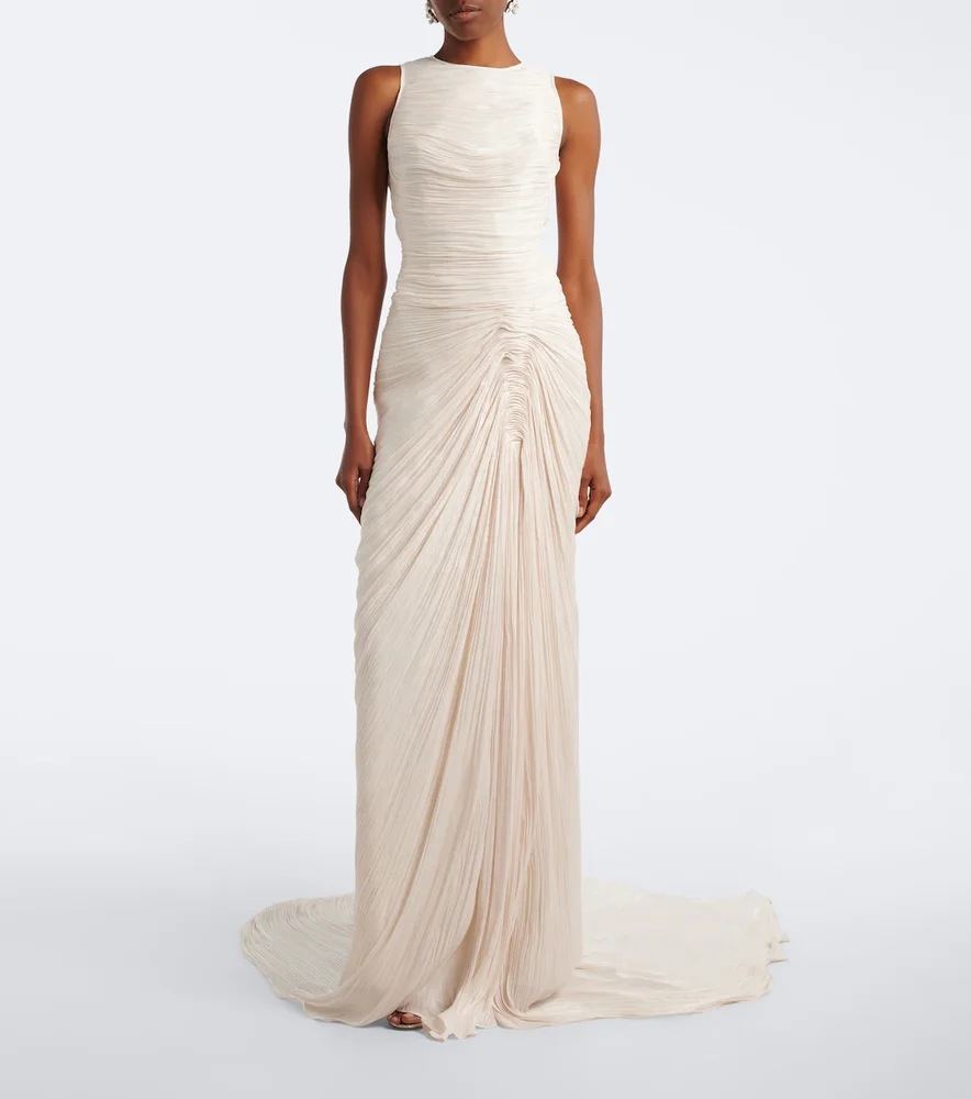 Pleated satin gown