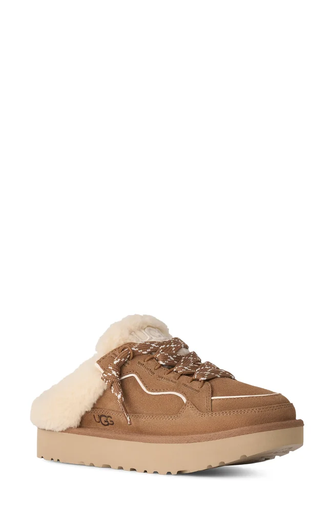 Lowmel Shearling Lined Lace-Up Mule
