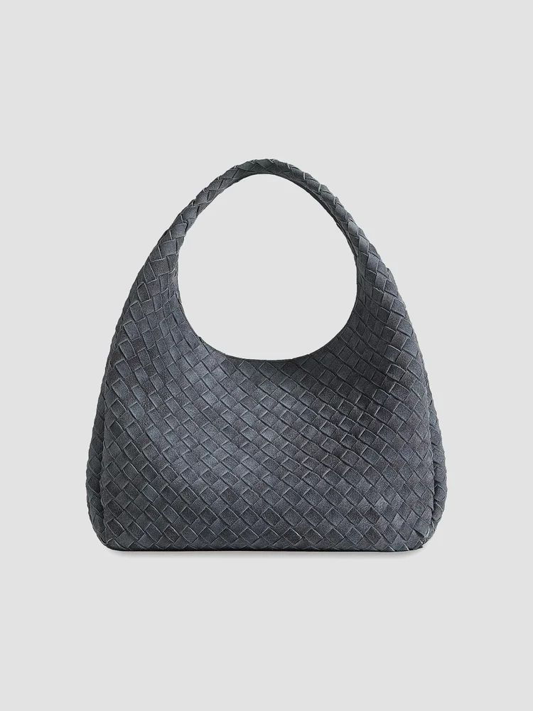 Campana Large Intrecciato Suede Shoulder Bag