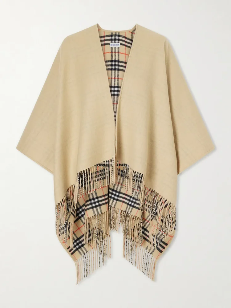 Fringed wool cape