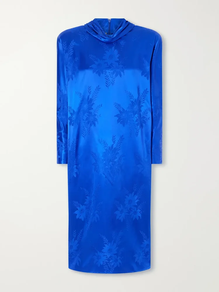 Silk-blend jacquard midi dress
