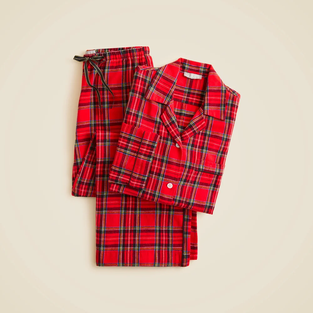 Flannel long-sleeve pajama pant set in Good Tidings plaid