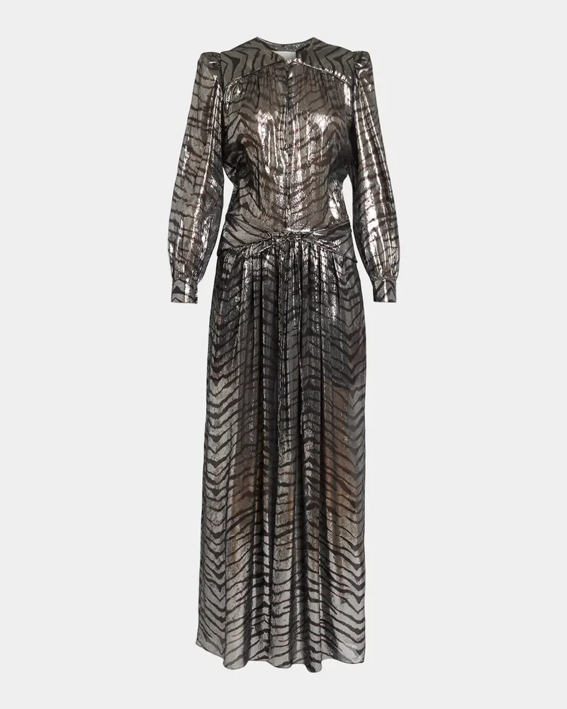 Felby Metallic Tiger-Print Long-Sleeve Maxi Dress