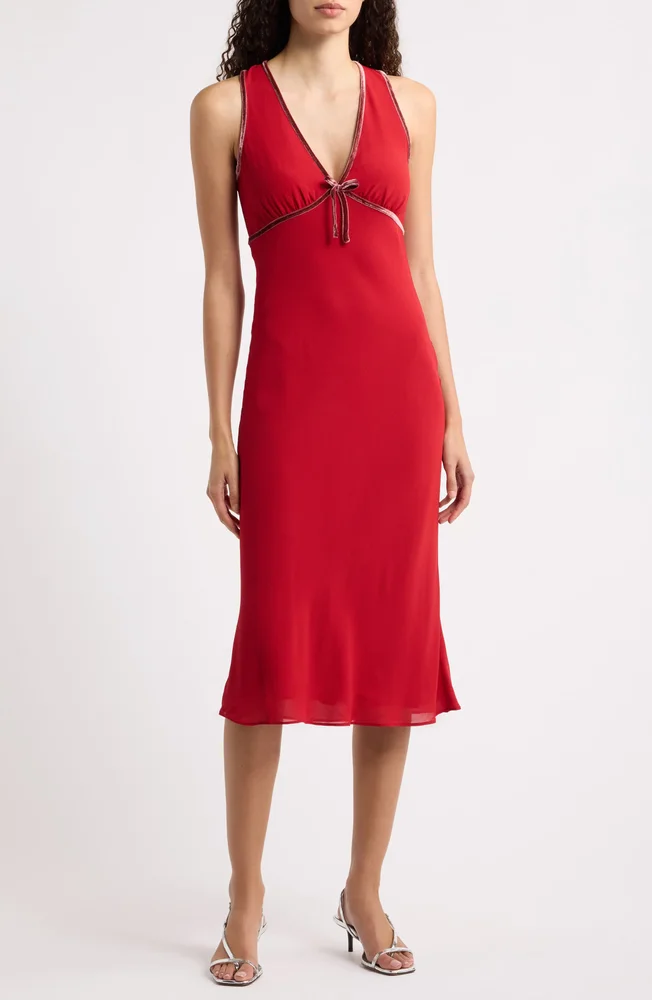 Nomi Velvet Bow Detail Midi Dress
