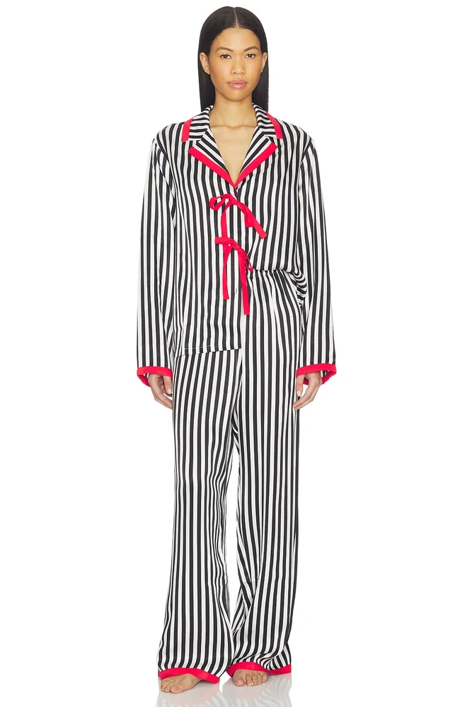 Phoenix Striped Set With Red Bow Details