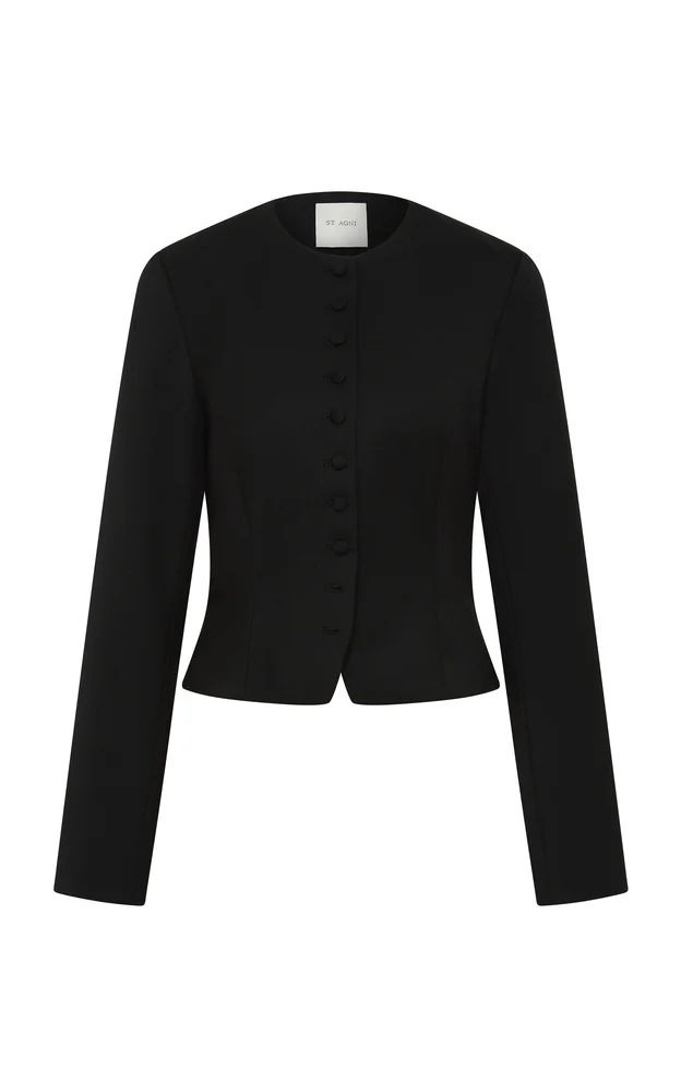 Tailored Wool-Blend Button Jacket
