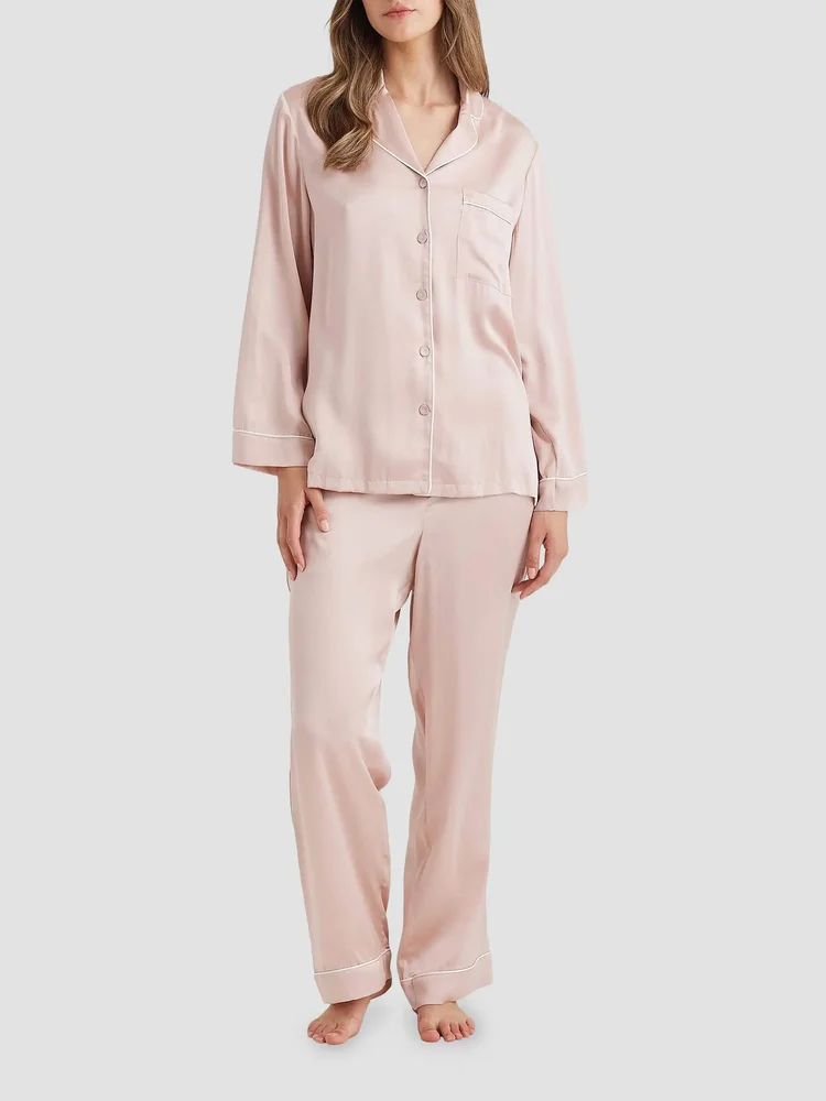 Sylvie Piped Silk Pajamas